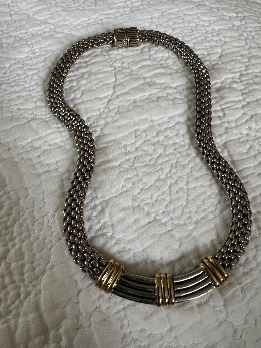 Two-Tone Silver and Gold Statement Necklace